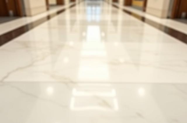Shiny polished marble floor in a commercial building